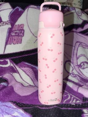 ello Pink Cherry Stainless Water Bottle with Flip Handle